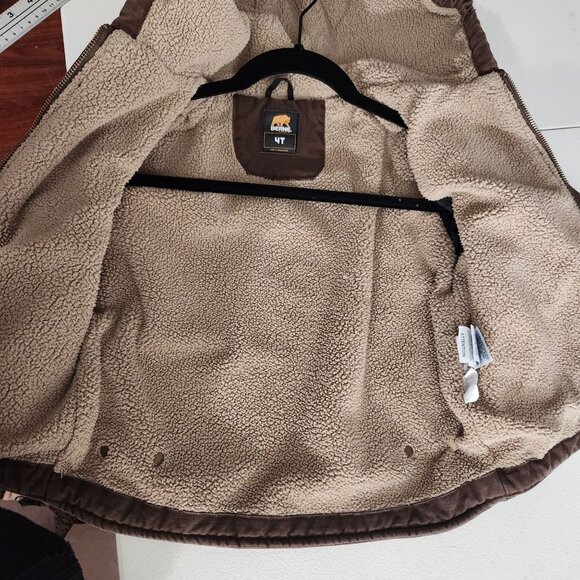 Berne Brown Hooded Jacket 4T Sherpa-Lined 100% Cotton Shell Warm Winter Coat - Picture 2 of 13